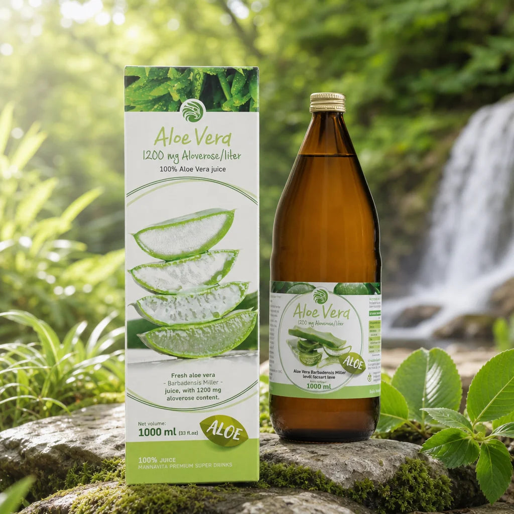 Mannavita suc pur de Aloe vera 100%, proaspăt presat • 1000 ml