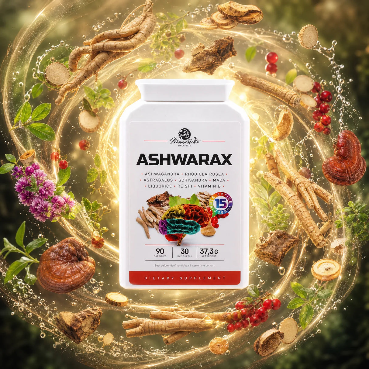 Ashwarax pentru ameliorarea Anxietății, Panicii și Insomniei • 90 capsule