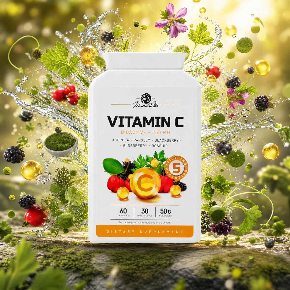 Mannavita, complex de Vitamina C • 250 mg bioactiv • 60 capsule
