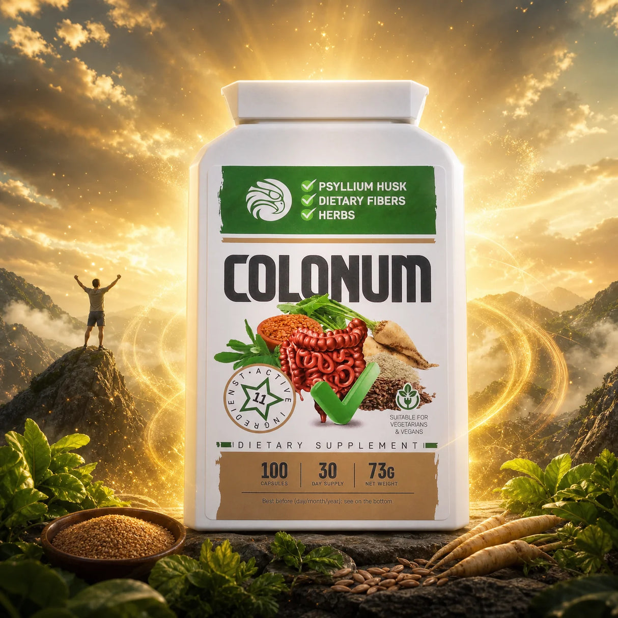 COLONUM capsule pentru curățarea colonului și refacerea florei intestinale • 100 capsule