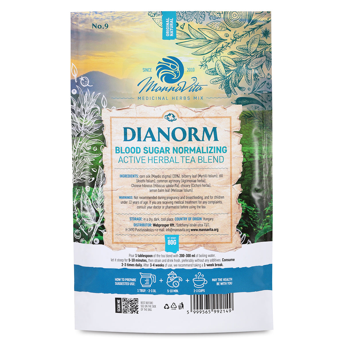 DIANORM Amestec activ de ceai din plante pentru normalizarea glicemiei • 80g