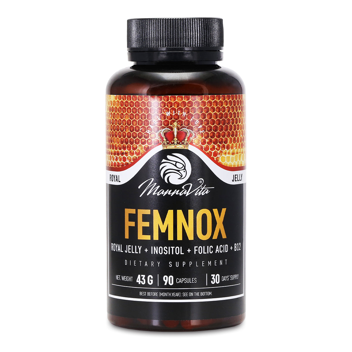 FEMNOX complex cu Lăptișor de matcă + Inozitol + Acid folic + Vitamina B12 • 90 capsule