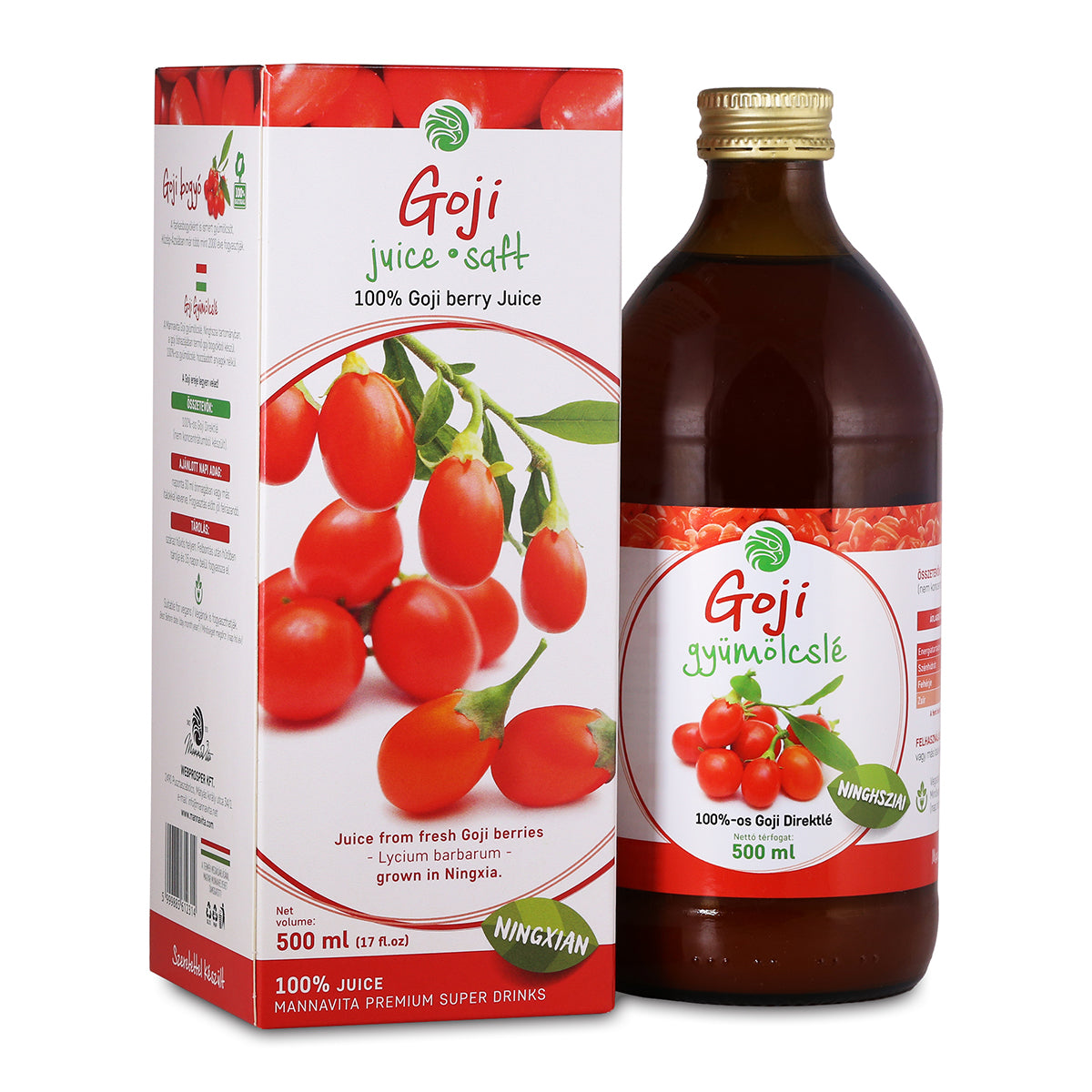 Mannavita suc pur de GOJI 100%, proaspăt presat • 500 ml