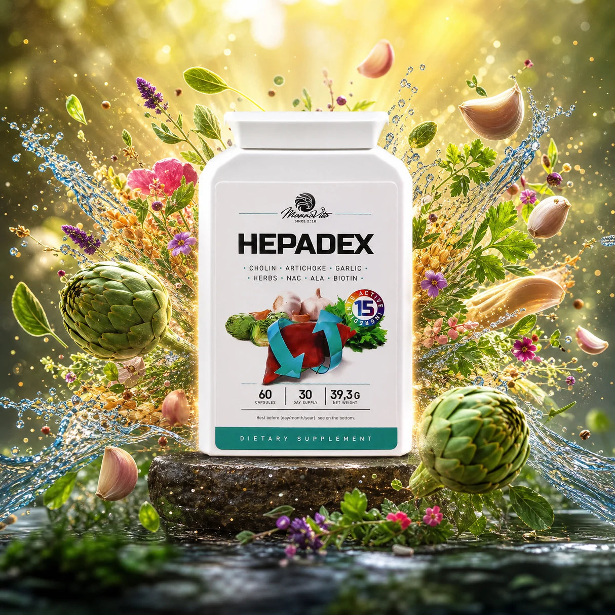 HEPADEX, complex pentru regenerarea Ficatului și îmbunătățirea sănătății Hepatice • 60 capsule