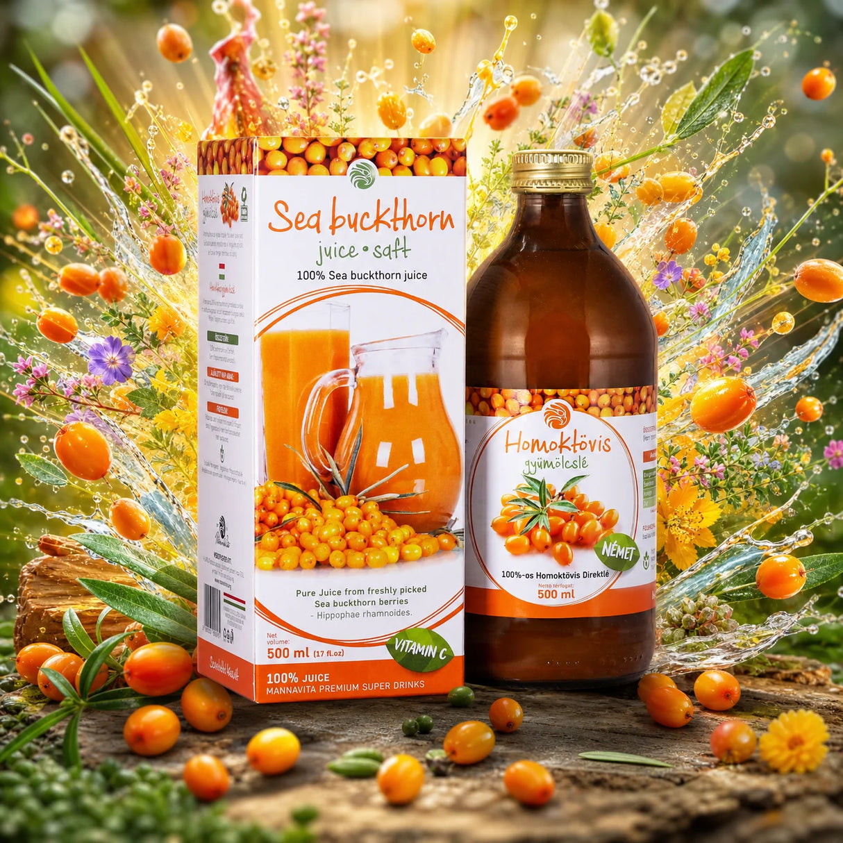 Mannavita suc pur de CĂTINĂ 100%, proaspăt presat • 500 ml