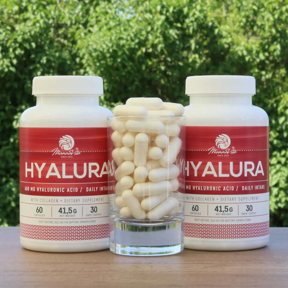 Hyalura 600 mg hyaluronic acid + collagen capsules • 60 pcs. - Mannavita