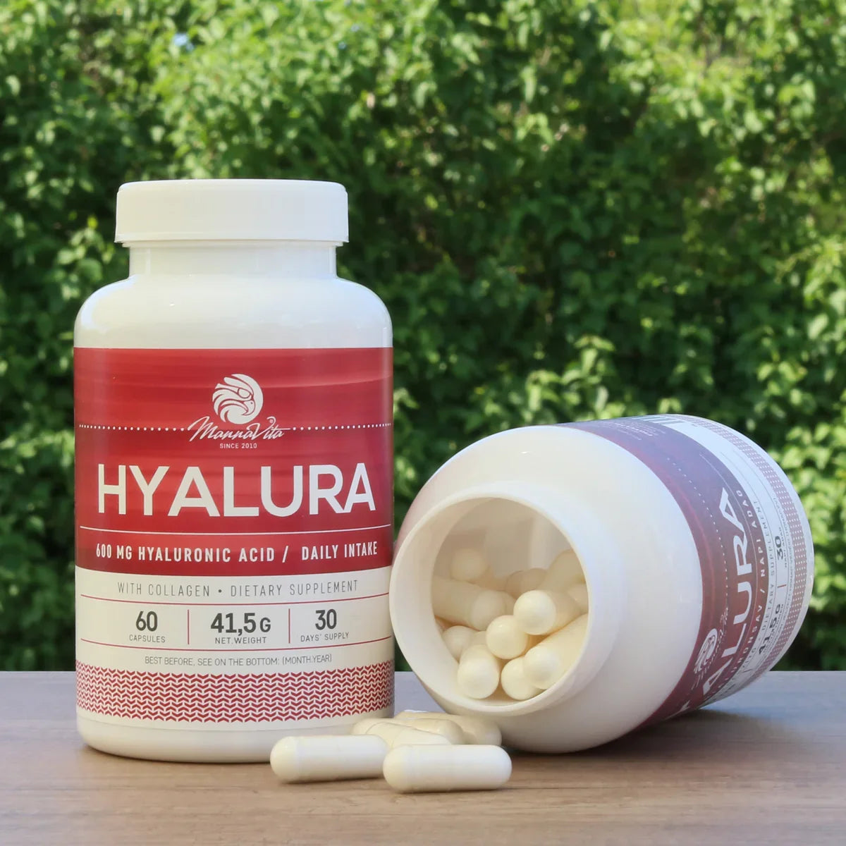 Hyalura 600 mg hyaluronic acid + collagen capsules • 60 pcs. - Mannavita