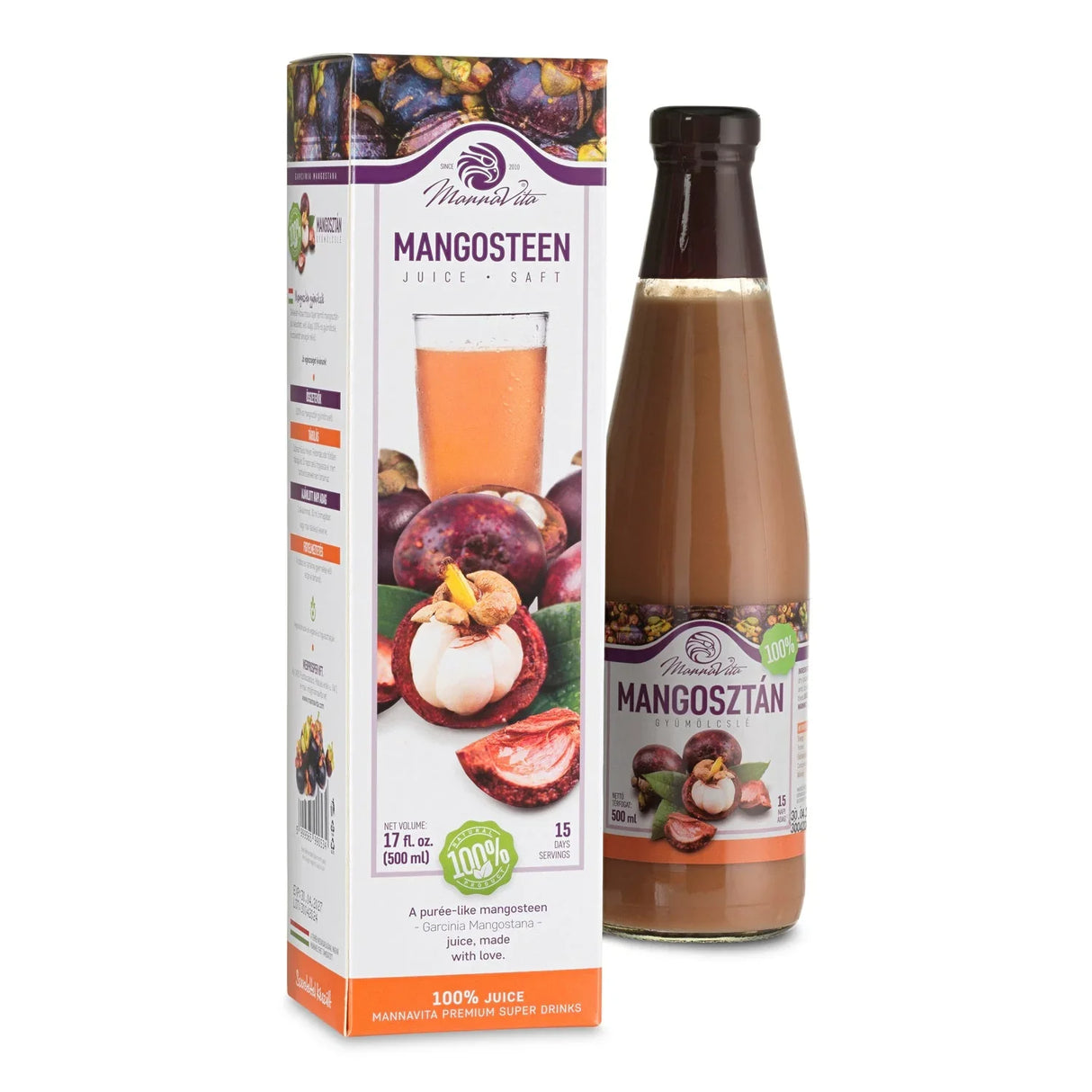 Mannavita Mangosteen 100% pure pressed purée • 500 ml - Mannavita