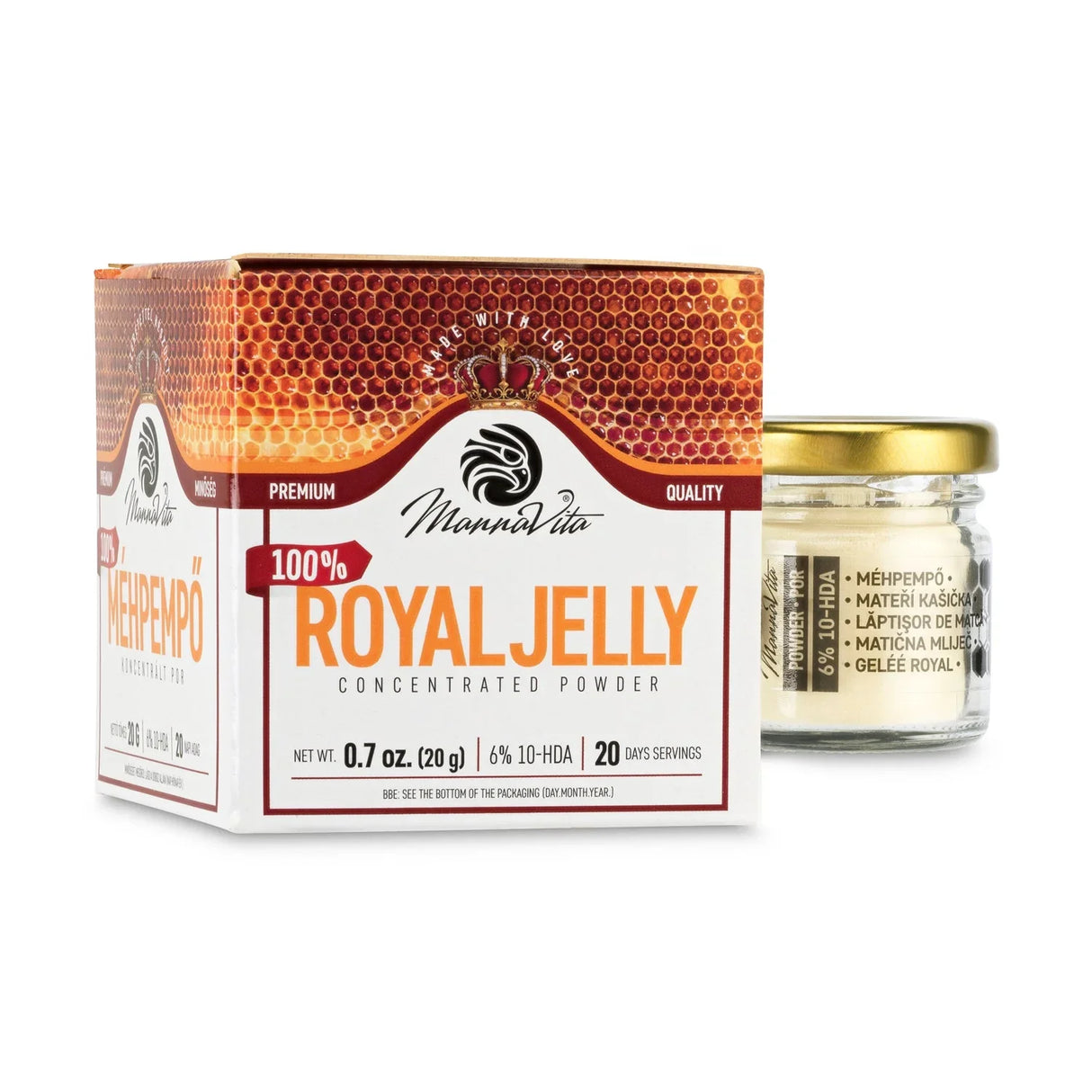 Concentrated Royal Jelly POWDER with 6% 10-HDA content • 20 g - Mannavita