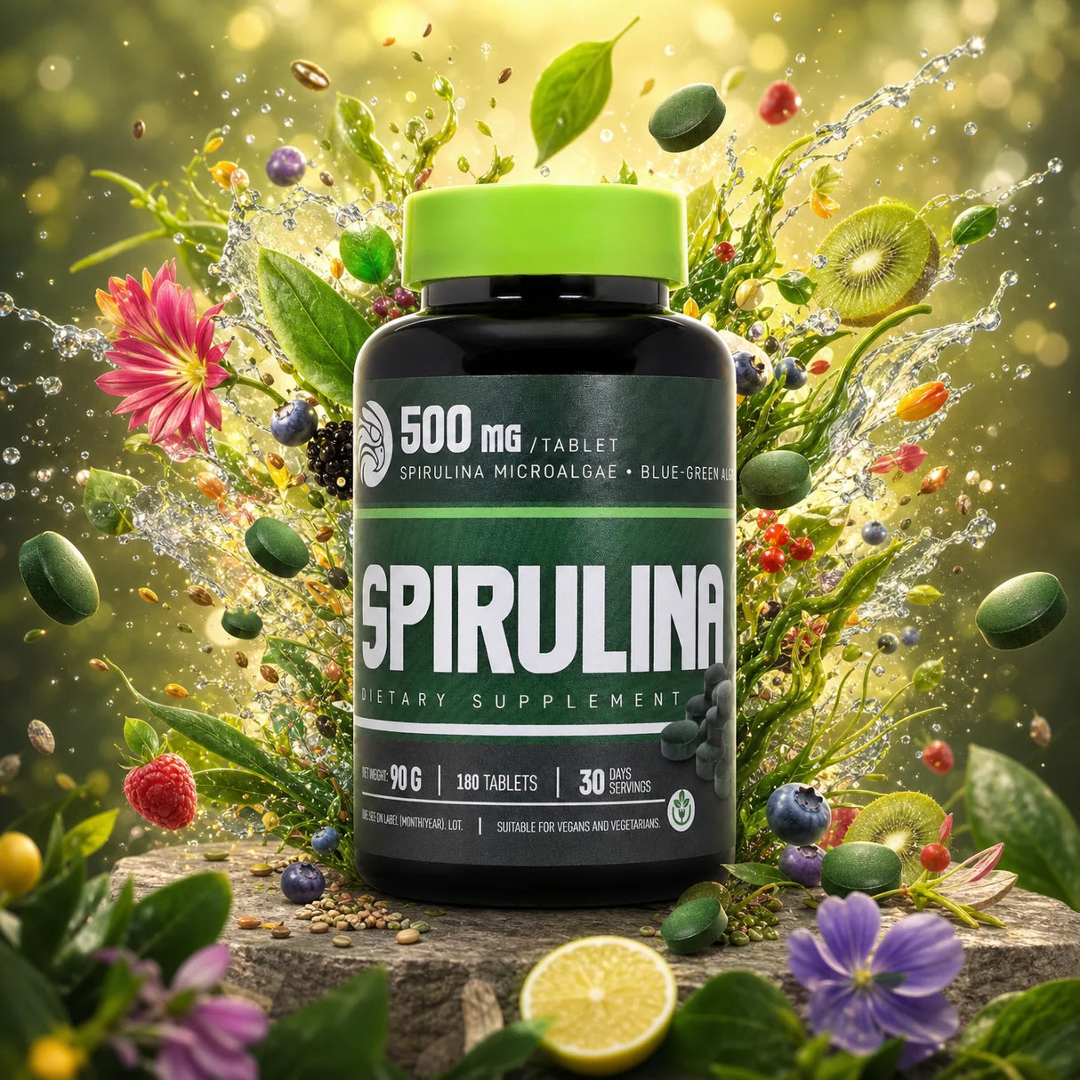 Mannavita Spirulina • tablete de 500 mg • 180 buc.