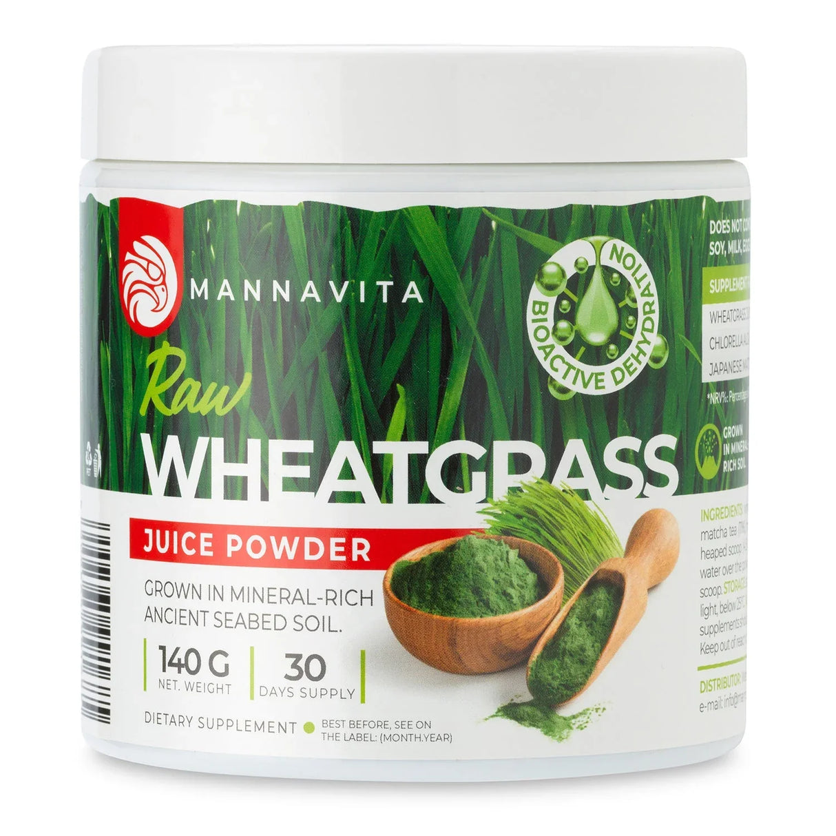Mannavita raw wheatgrass juice powder • gluten-free • 140g - Mannavita