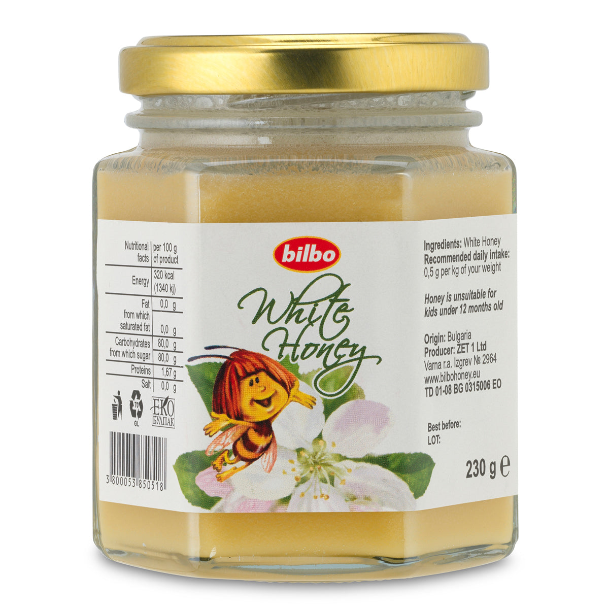 Bilbo miere albă crudă • 230 g