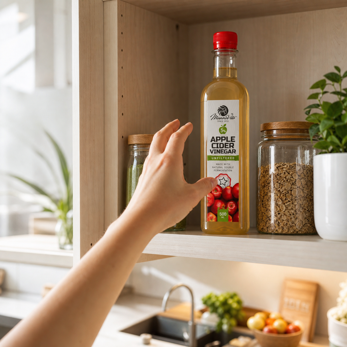 Mannavita Oțet de Mere nefiltrat, cu Dublă Fermentație • 500 ml