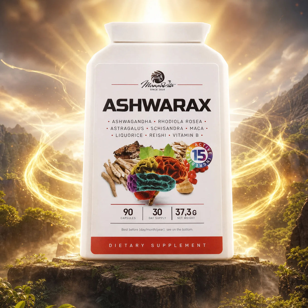 Ashwarax pentru ameliorarea Anxietății, Panicii și Insomniei • 90 capsule