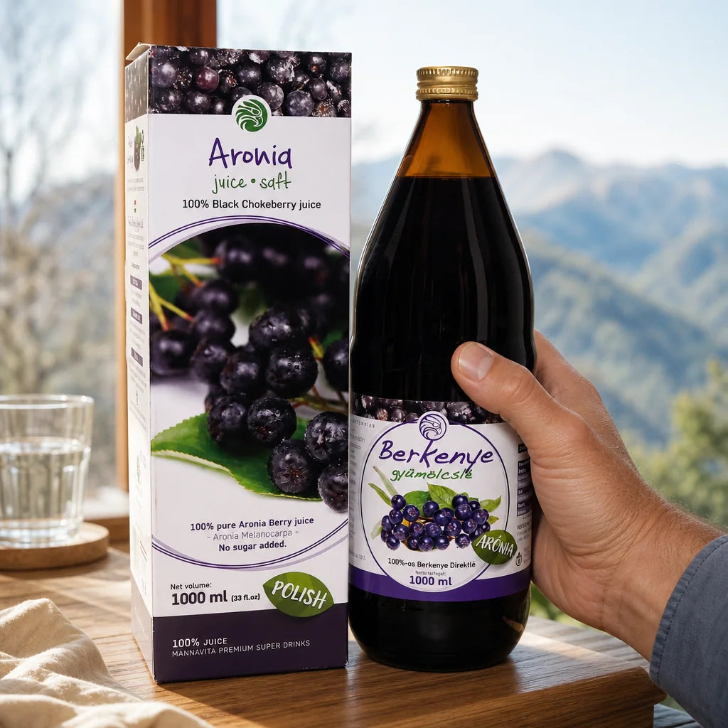 Mannavita suc pur de ARONIA 100%, proaspăt presat • 1000 ml