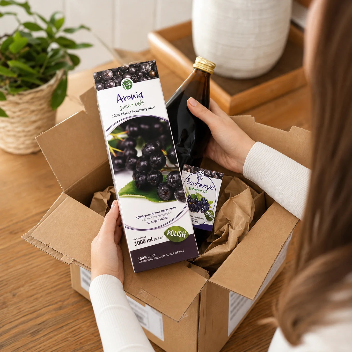 Mannavita suc pur de ARONIA 100%, proaspăt presat • 1000 ml
