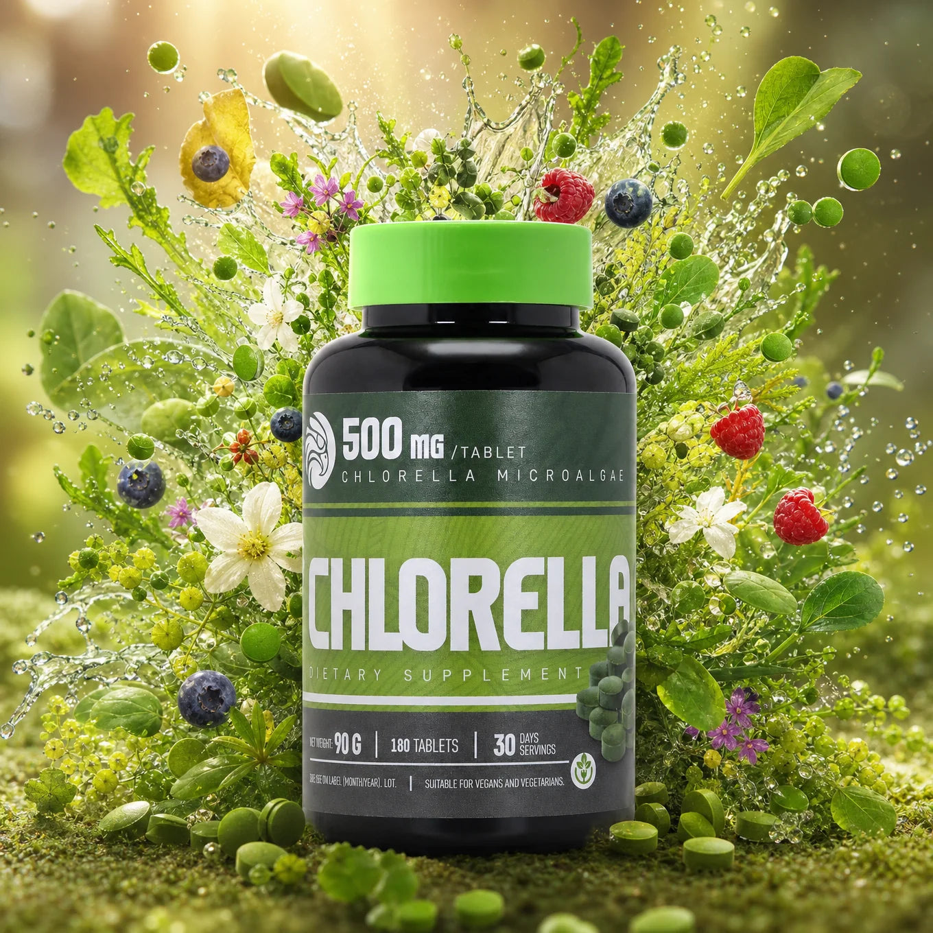 Mannavita Chlorella • tablete de 500 mg • 180 buc.