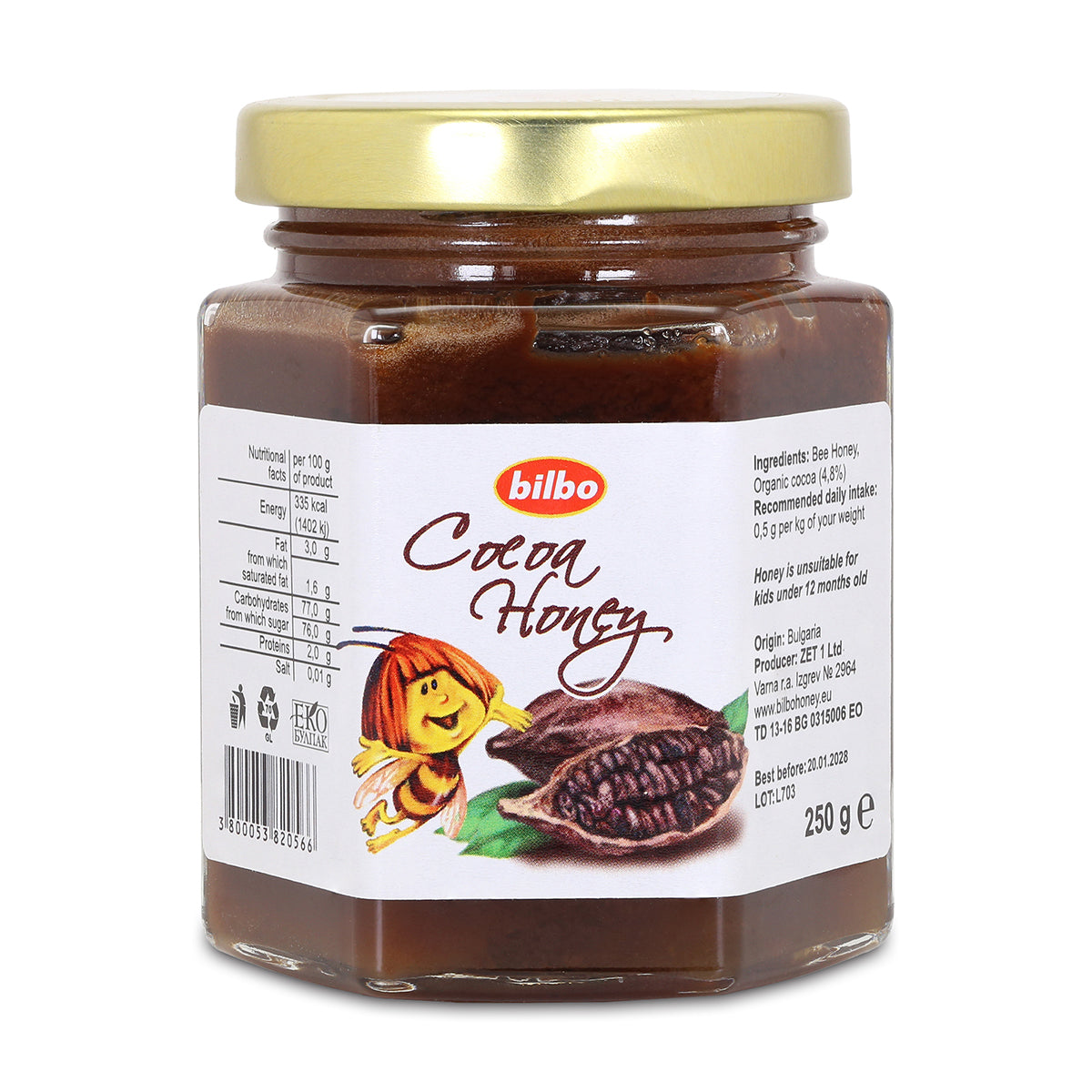 Miere Bilbo cu cacao crudă • 250 g