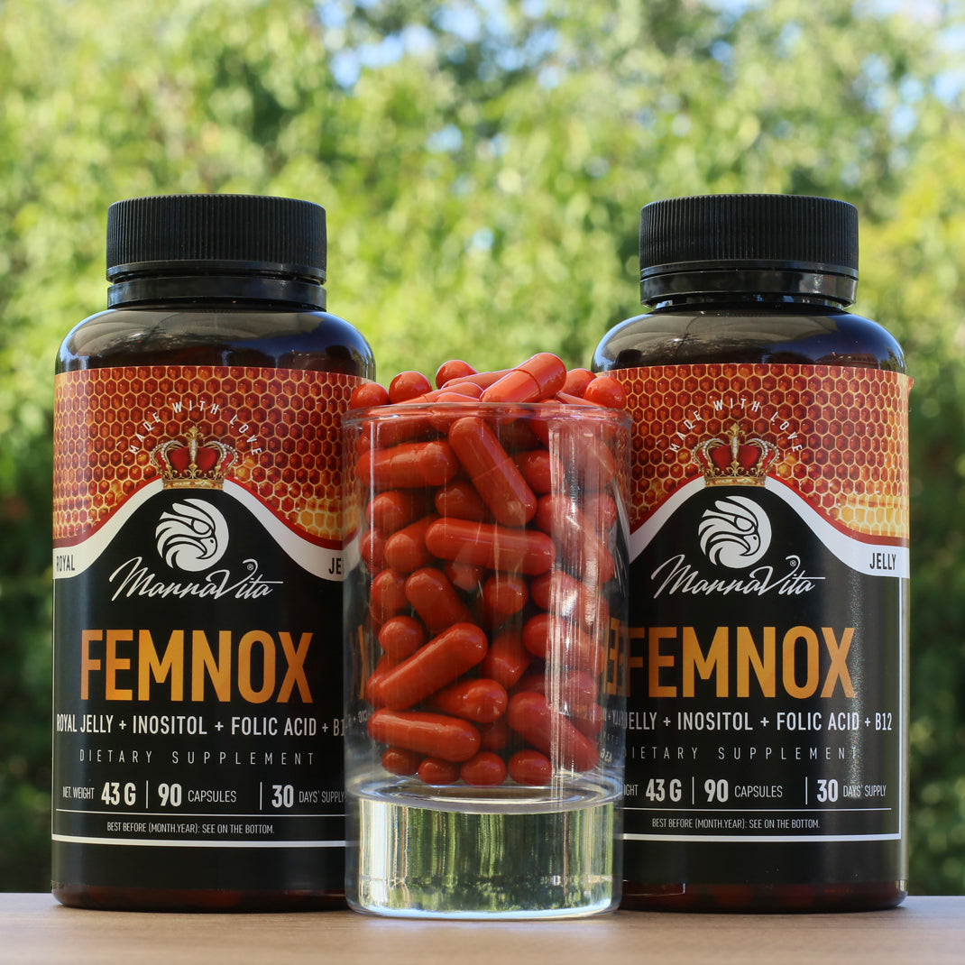 FEMNOX complex cu Lăptișor de matcă + Inozitol + Acid folic + Vitamina B12 • 90 capsule