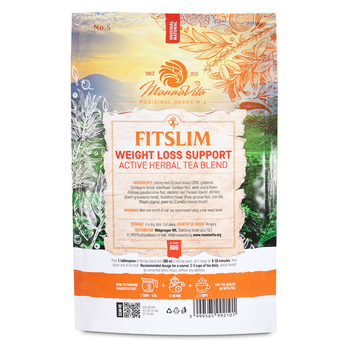 FITSLIM Suport activ pentru pierderea în greutate, amestec de ceai din plante • 80g