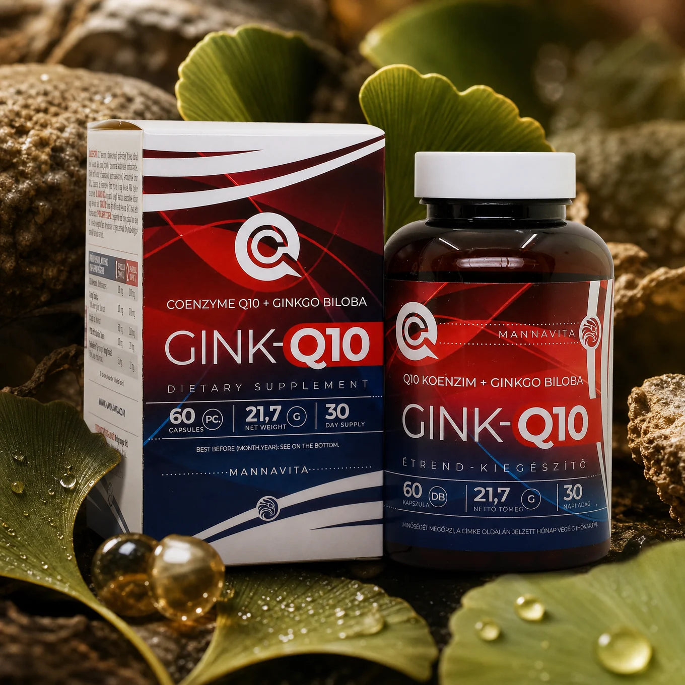 GINK-Q10 • Complex de Coenzima Q10 + Ginkgo Biloba • 60 capsule