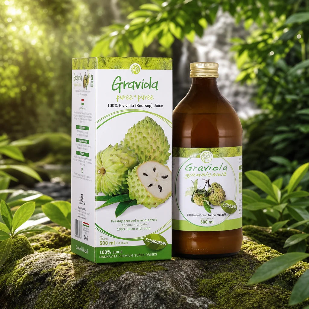 Mannavita piure pur de GRAVIOLA 100%, proaspăt presat • 500 ml