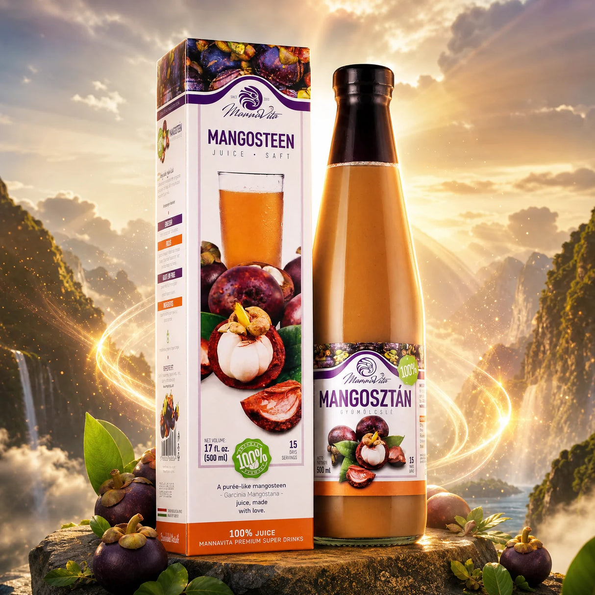 Mannavita suc pur de MANGOSTAN 100%, proaspăt presat • 500 ml