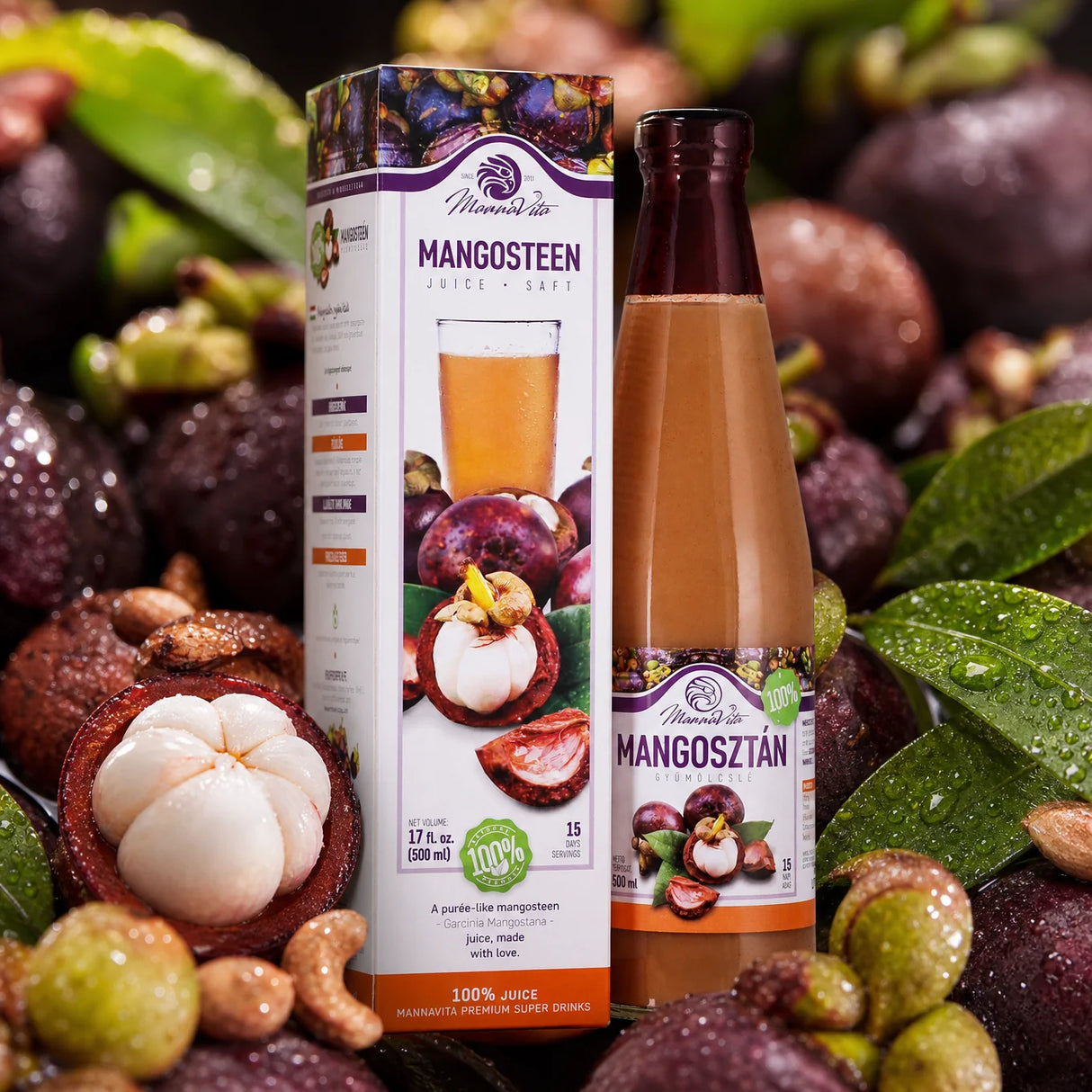 Mannavita suc pur de MANGOSTAN 100%, proaspăt presat • 500 ml