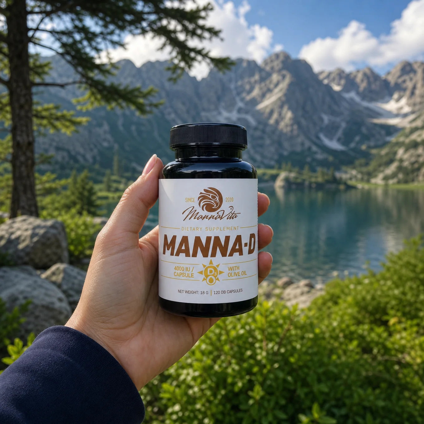 MANNA-D Vitamina D3 în ulei de măsline, 4000 UI • 120 capsule