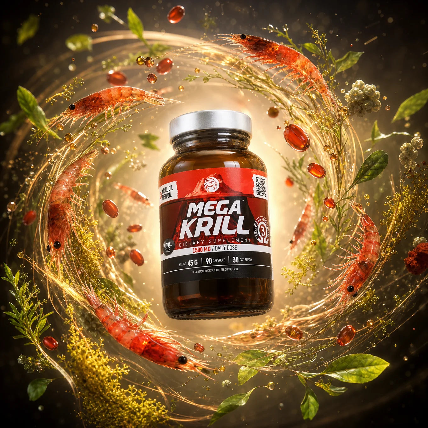 MegaKRILL 1500 mg ulei de Krill + ulei de Pește • 90 capsule