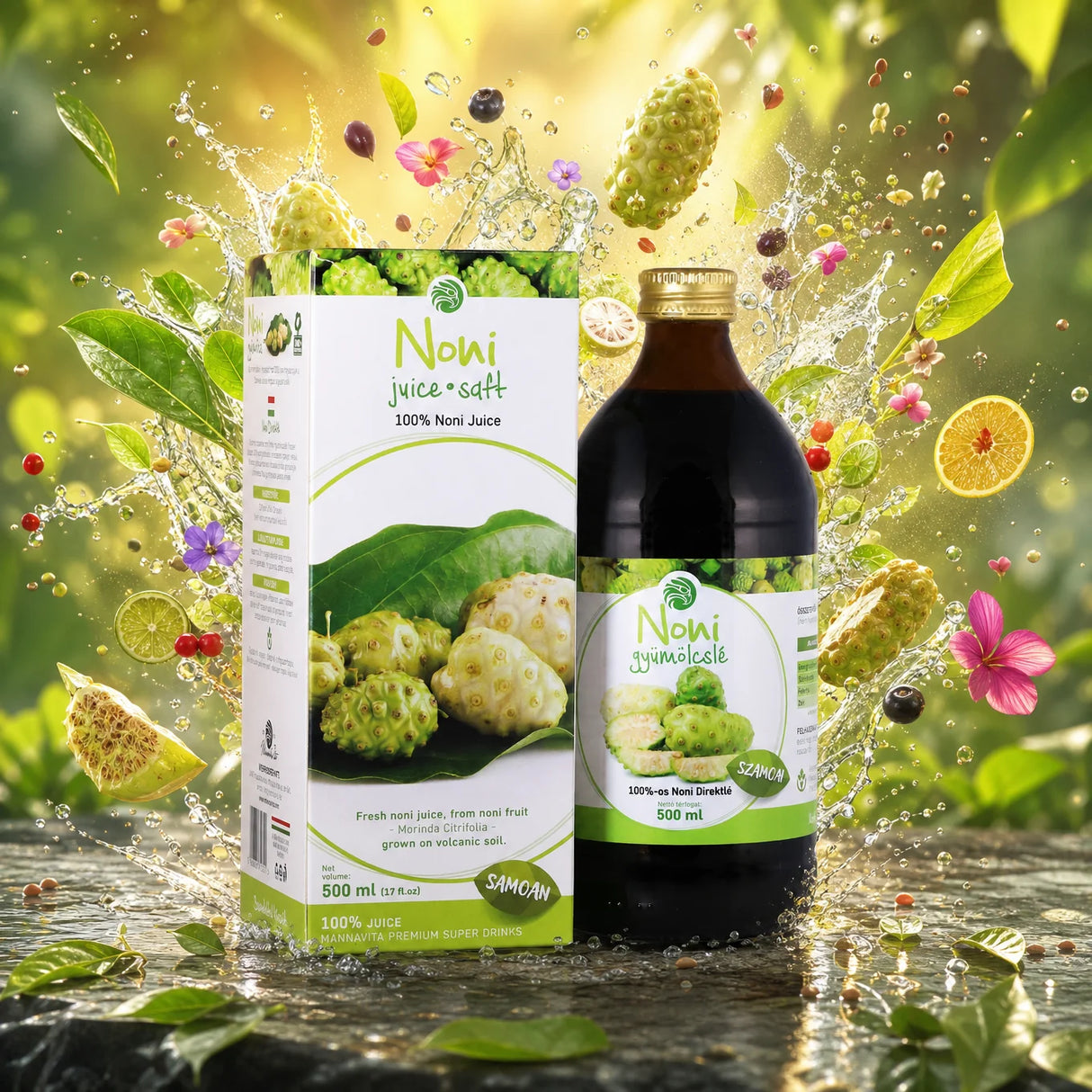 Mannavita suc pur de NONI 100%, proaspăt presat • 500 ml