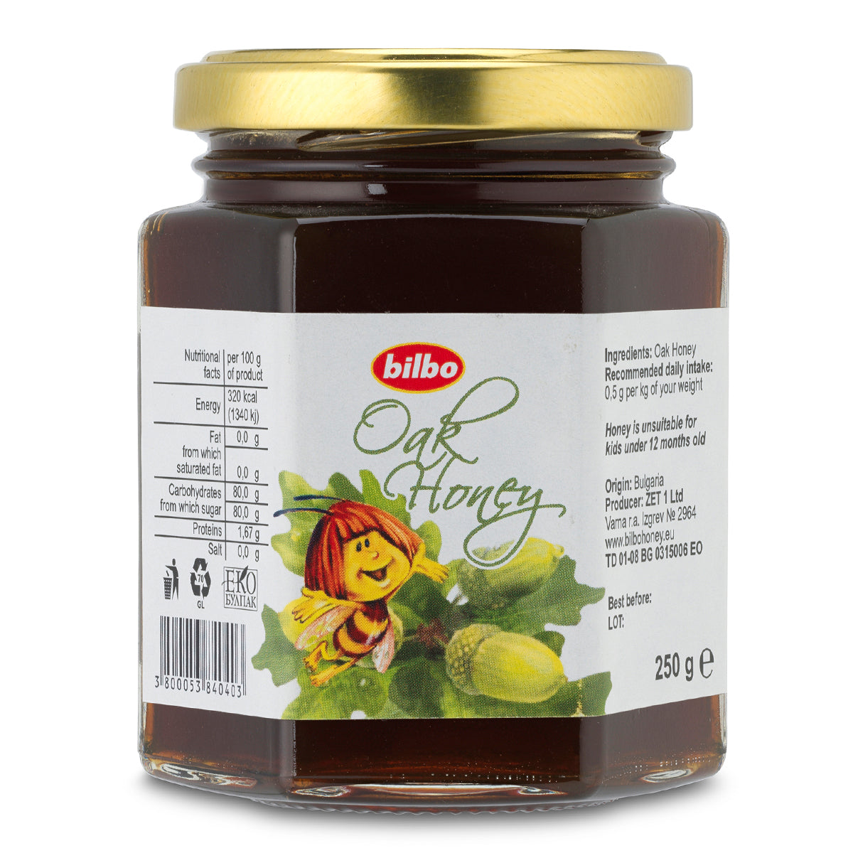 Miere crudă de stejar Bilbo • 250 g