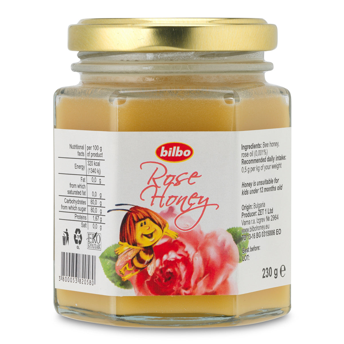 Bilbo miere crudă de trandafir • 230 g