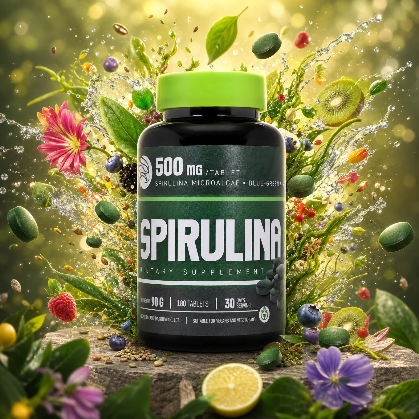 Mannavita Spirulina • tablete de 500 mg • 180 buc.