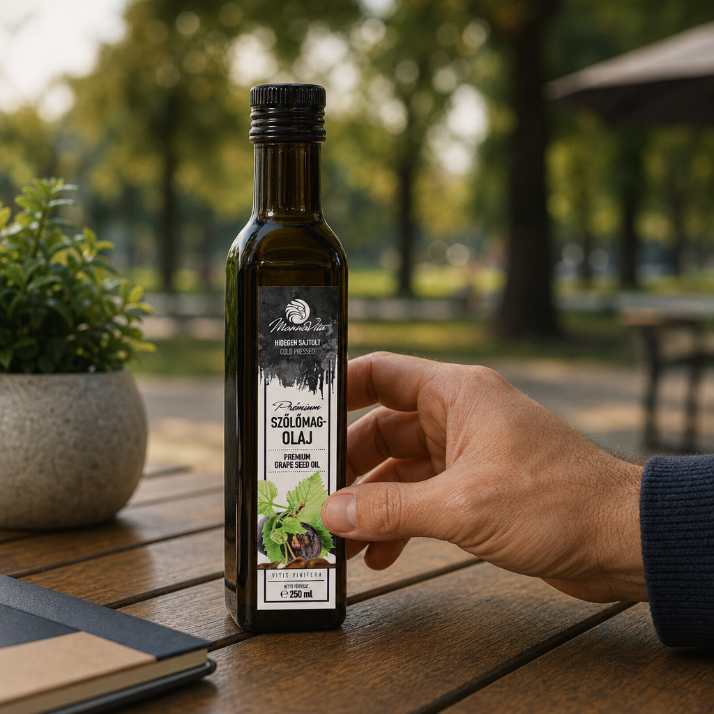 Ulei din sâmburi de struguri presat la rece din Ungaria Mannavita • 250 ml