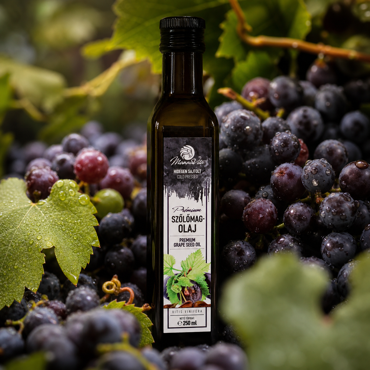 Ulei din sâmburi de struguri presat la rece din Ungaria Mannavita • 250 ml